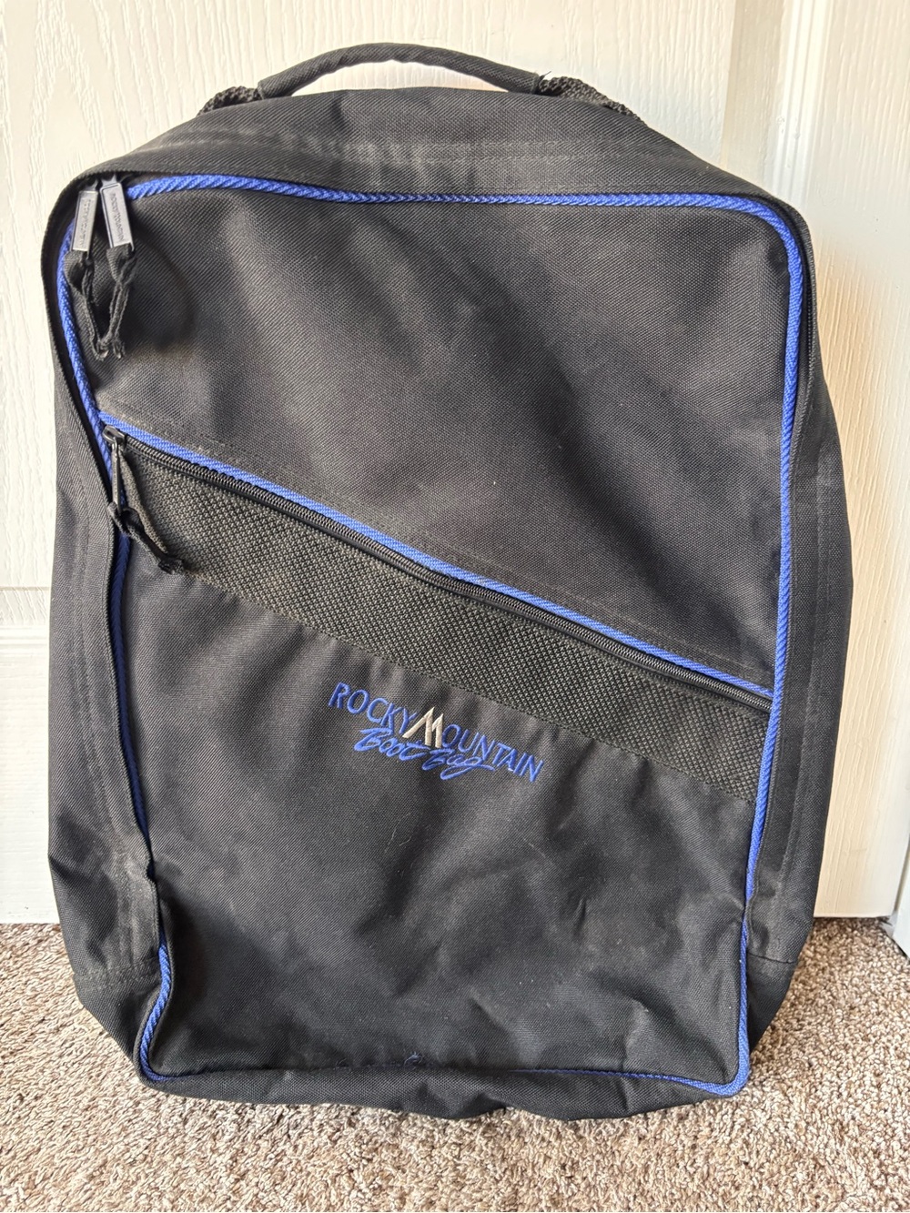 VTG Rocky Mountain Boot Bag Large Ski Duffle Blue & Black Retro 80's 14x19